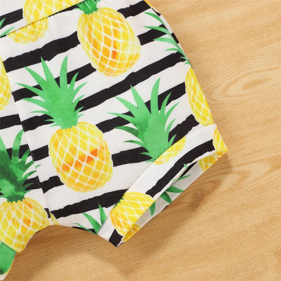 Baby Girls Pineapple Printed Romper and Shirts with Headband