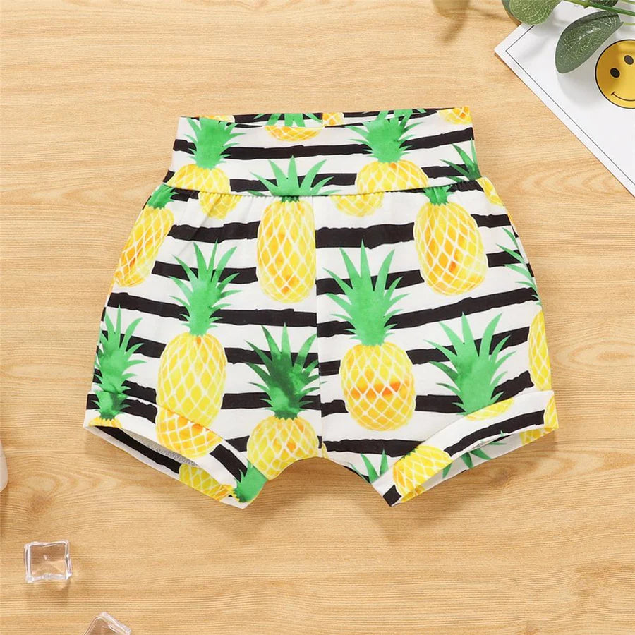 Baby Girls Pineapple Printed Romper and Shirts with Headband