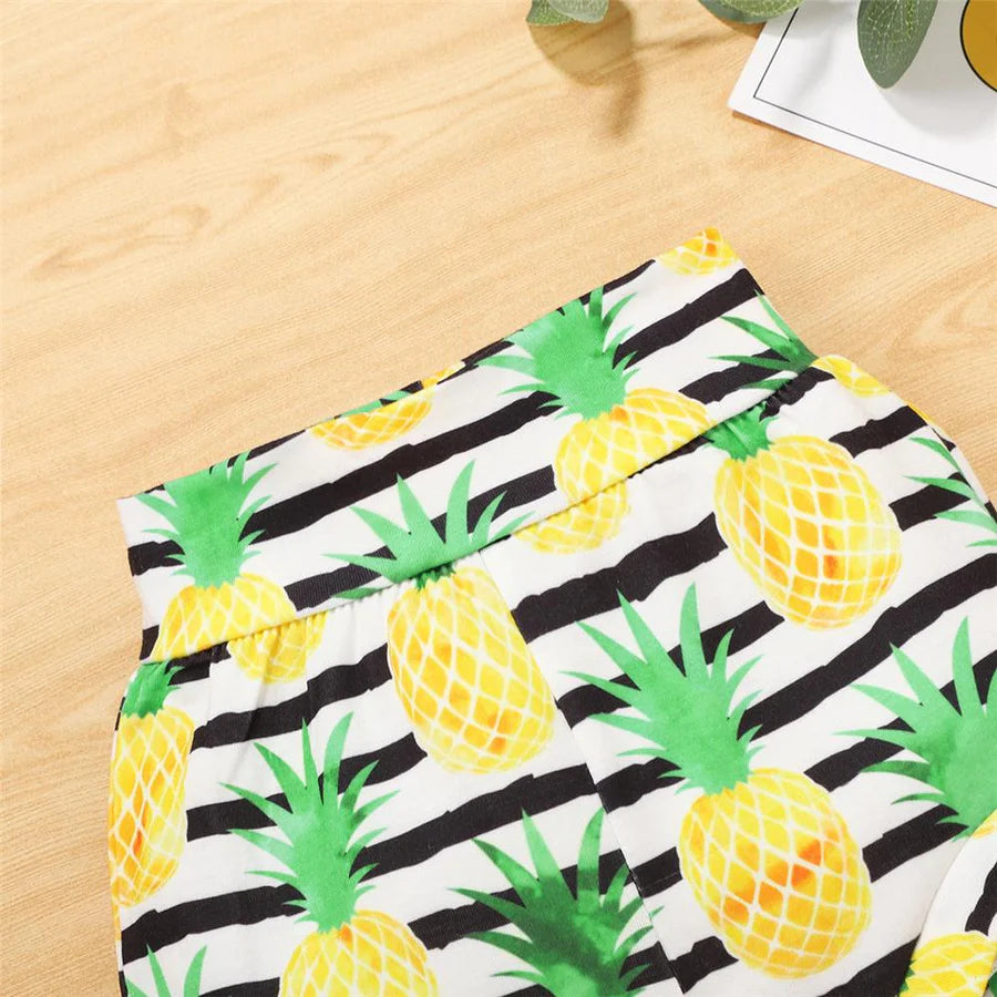 Baby Girls Pineapple Printed Romper and Shirts with Headband