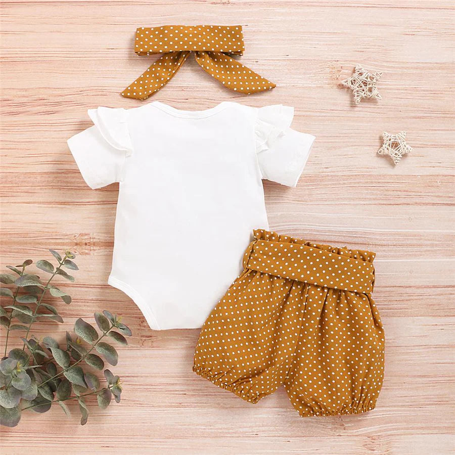 Baby Girls Short Sleeve Romper Gold