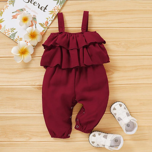 Baby Girls Sling Solid Overalls