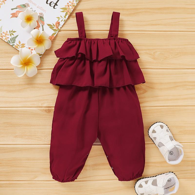 Baby Girls Sling Solid Overalls