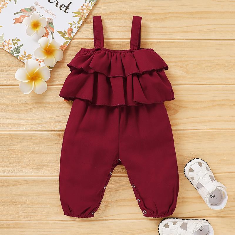 Baby Girls Sling Solid Overalls