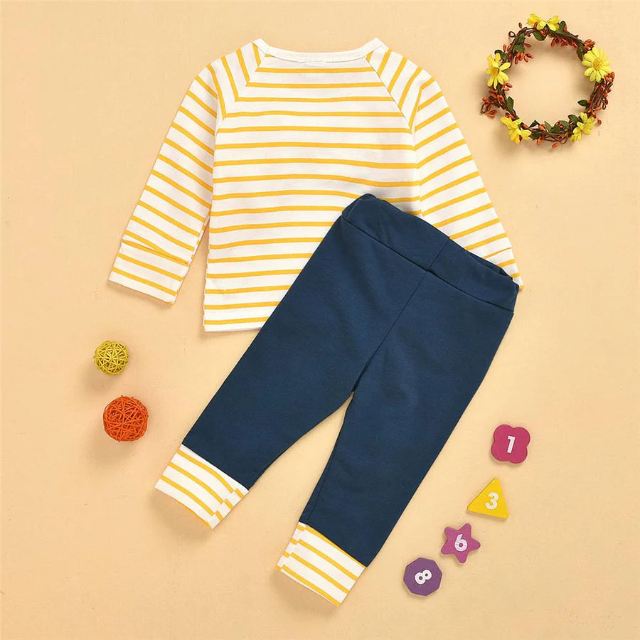 Baby Girls Striped Long Sleeve Top and Pants Suit