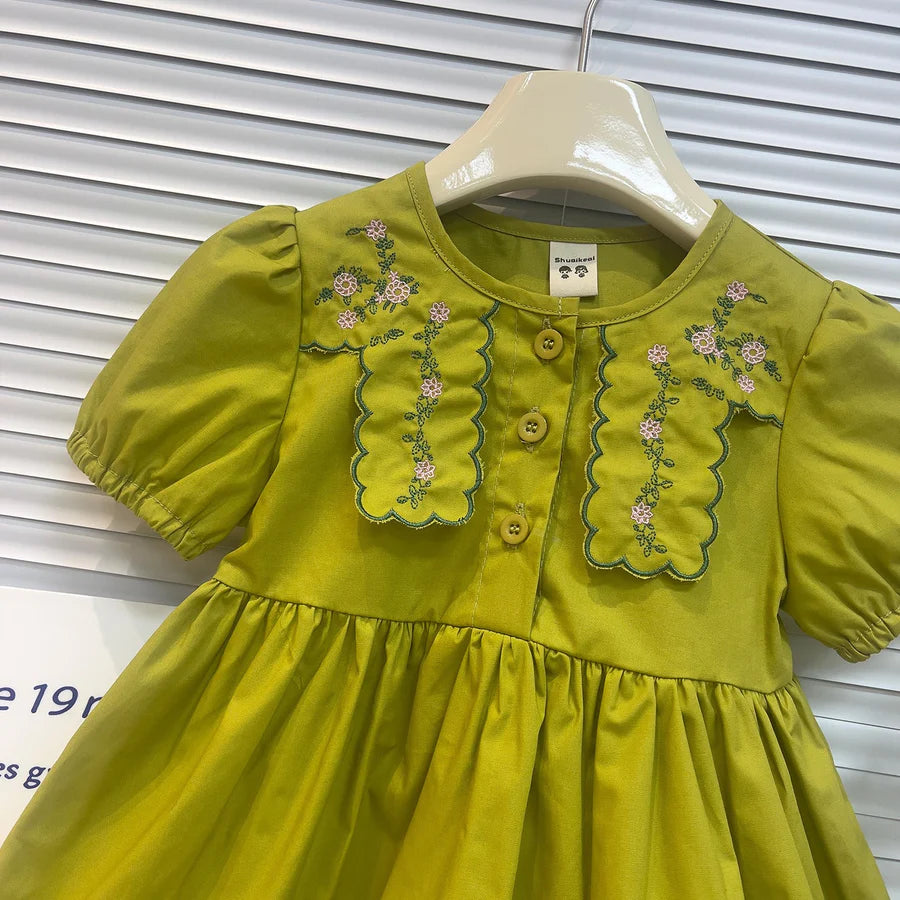 Girls Flower Embroidered Dress