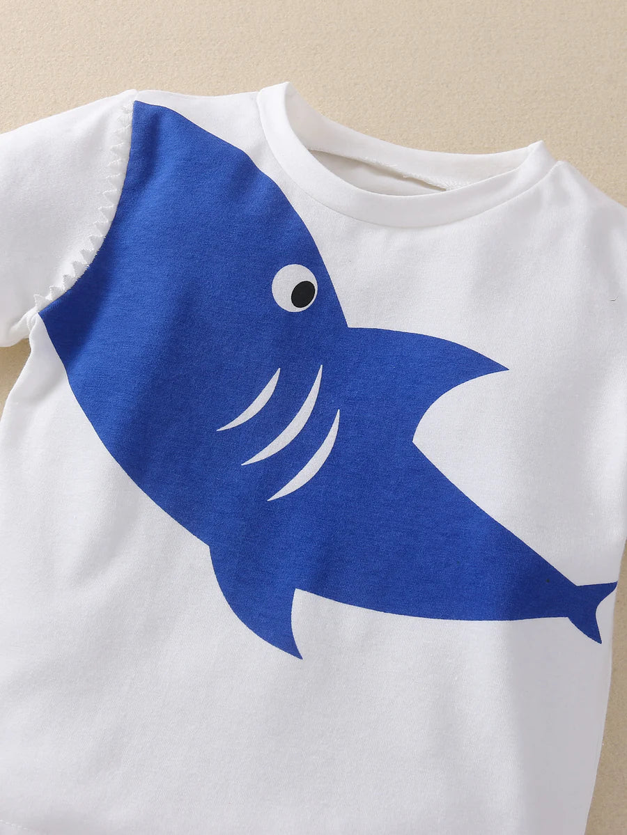 Toddler Boys Cartoon Shark TShirt and Shorts