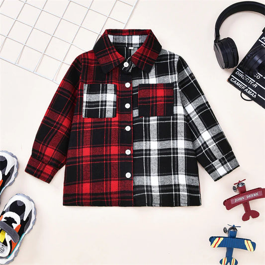 Toddler Boys Colorful Plaid Long-Sleeved Shirt