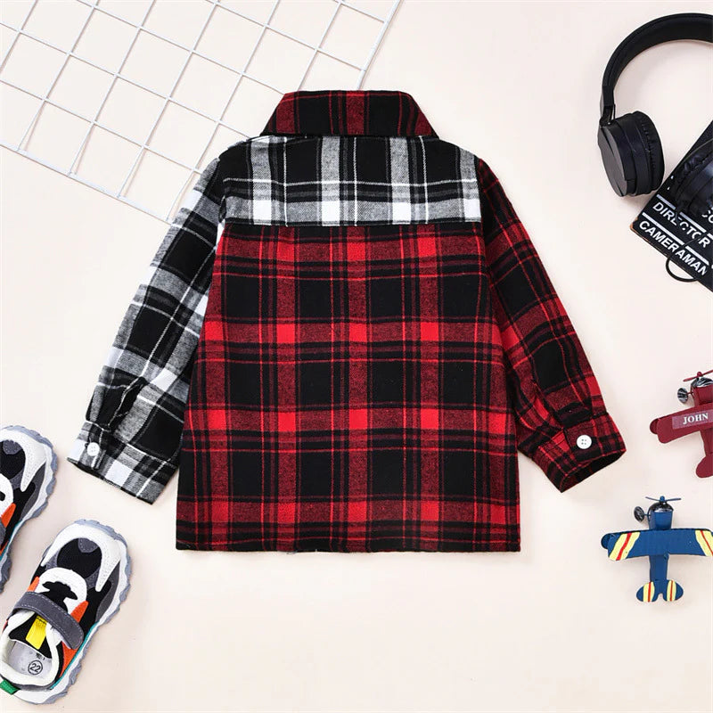 Toddler Boys Colorful Plaid Long-Sleeved Shirt