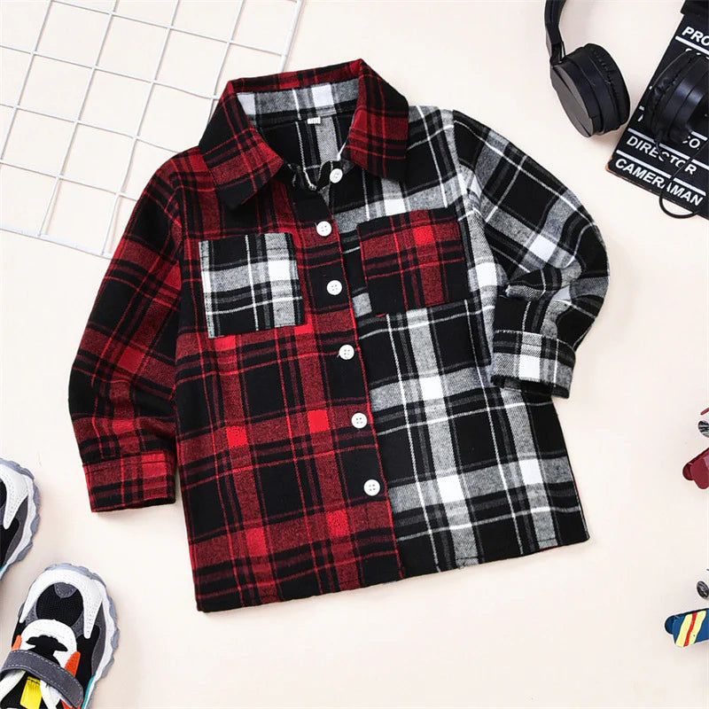 Toddler Boys Colorful Plaid Long-Sleeved Shirt