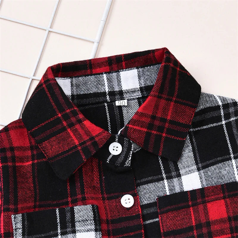 Toddler Boys Colorful Plaid Long-Sleeved Shirt