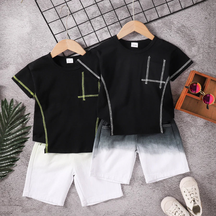 Toddler Boys Crew Neck Short Sleeve Top and Shorts