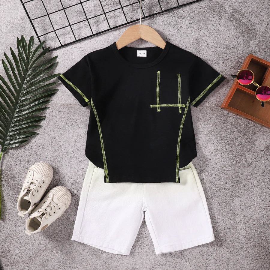 Toddler Boys Crew Neck Short Sleeve Top and Shorts