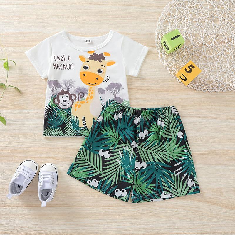 Toddler Boys Deer Pattern Shirt and Shorts Suit