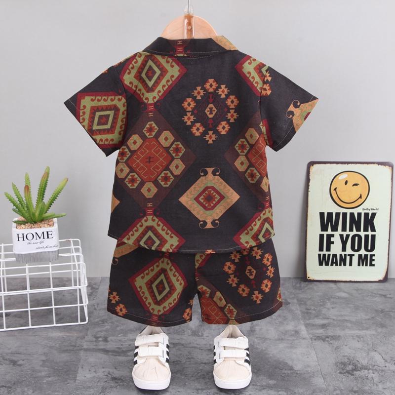 Toddler Boys Geometric Pattern Shirt and Shorts Suit