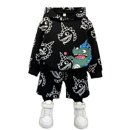 Toddler Boys Hooded Happy Dinosaur Printed Suit