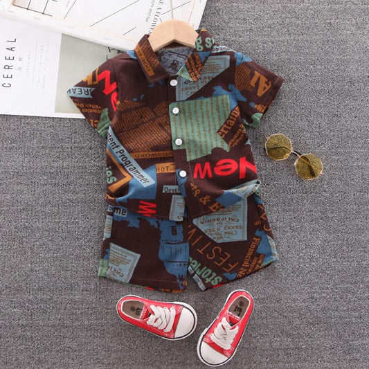 Toddler Boys Letter Print Shirt and Shorts Suit