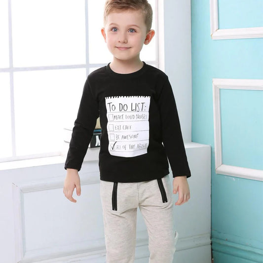 Toddler Boys Letter Print Top and Zip Pocket Pants