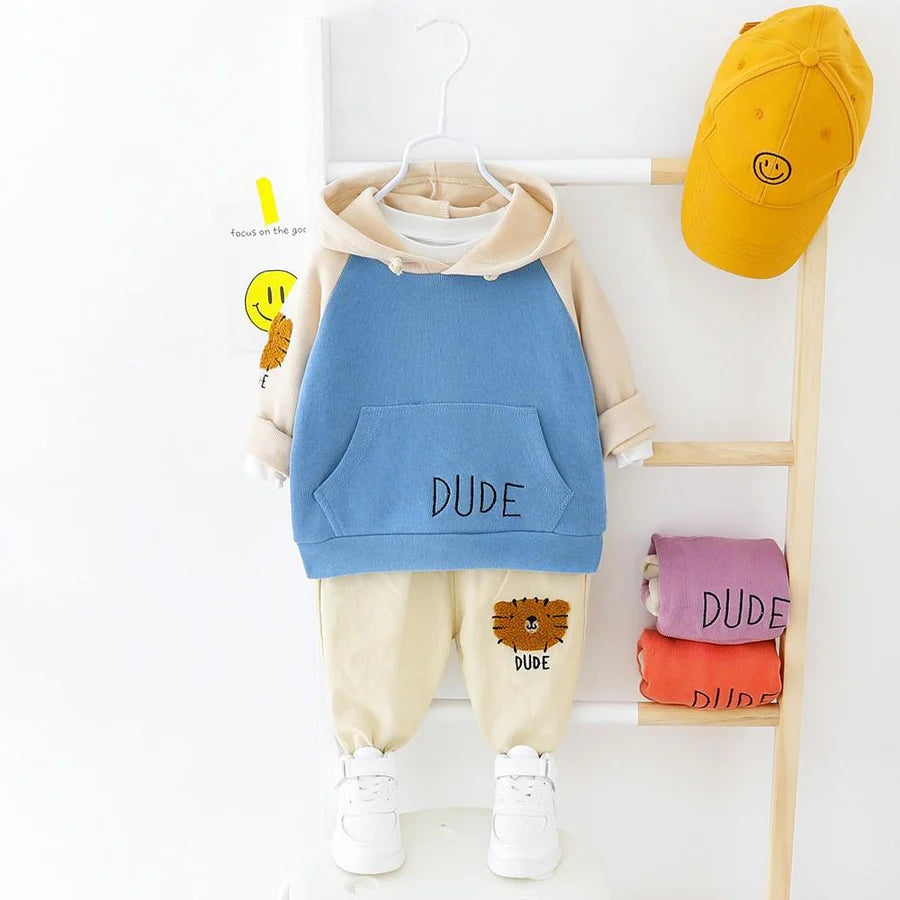 Toddler Boys Little Lion Pattern Hoodie and Pants