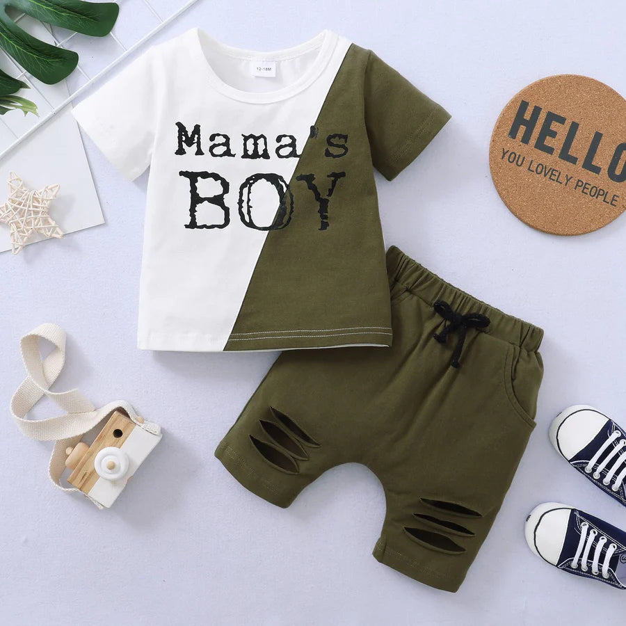 Toddler Boys Mama's Boy T-Shirt and Shorts