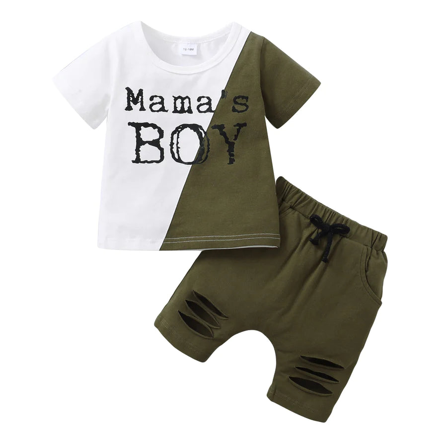 Toddler Boys Mama's Boy T-Shirt and Shorts