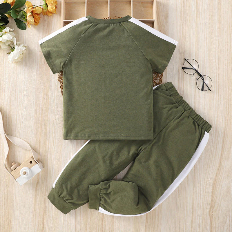 Toddler Boys Green T-Shirt and Pants Activity Suit