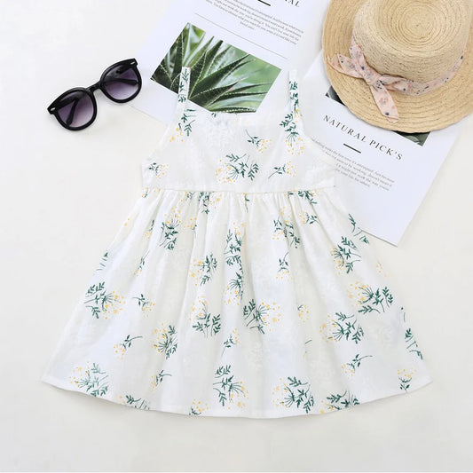 Toddler Girls Cute Allover Print Suspender Dress