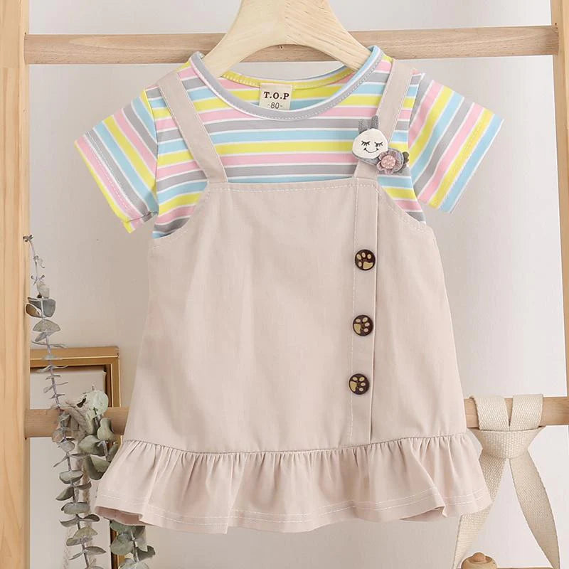 Toddler Girl Rainbow Striped T-Shirt Dress