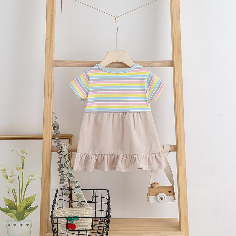 Toddler Girl Rainbow Striped T-Shirt Dress