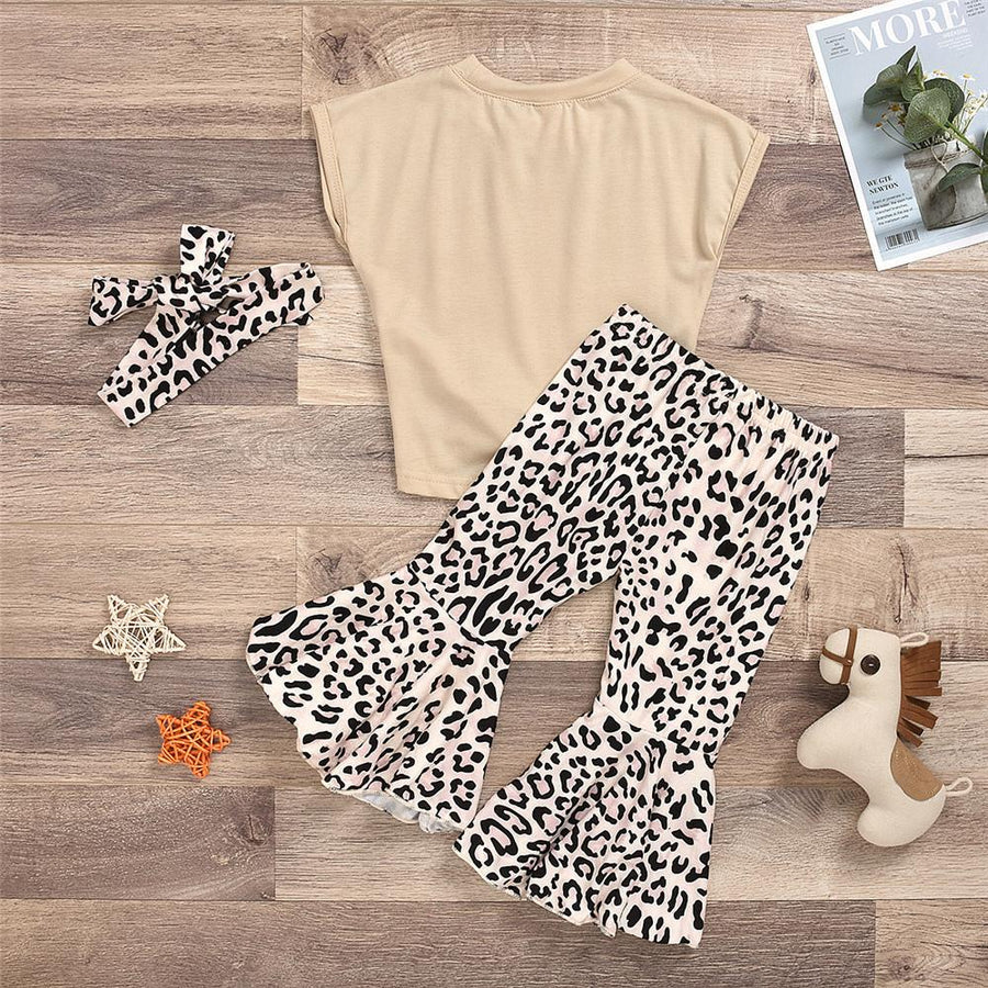 Toddler Girls Tie Up Top and Leopard Pants