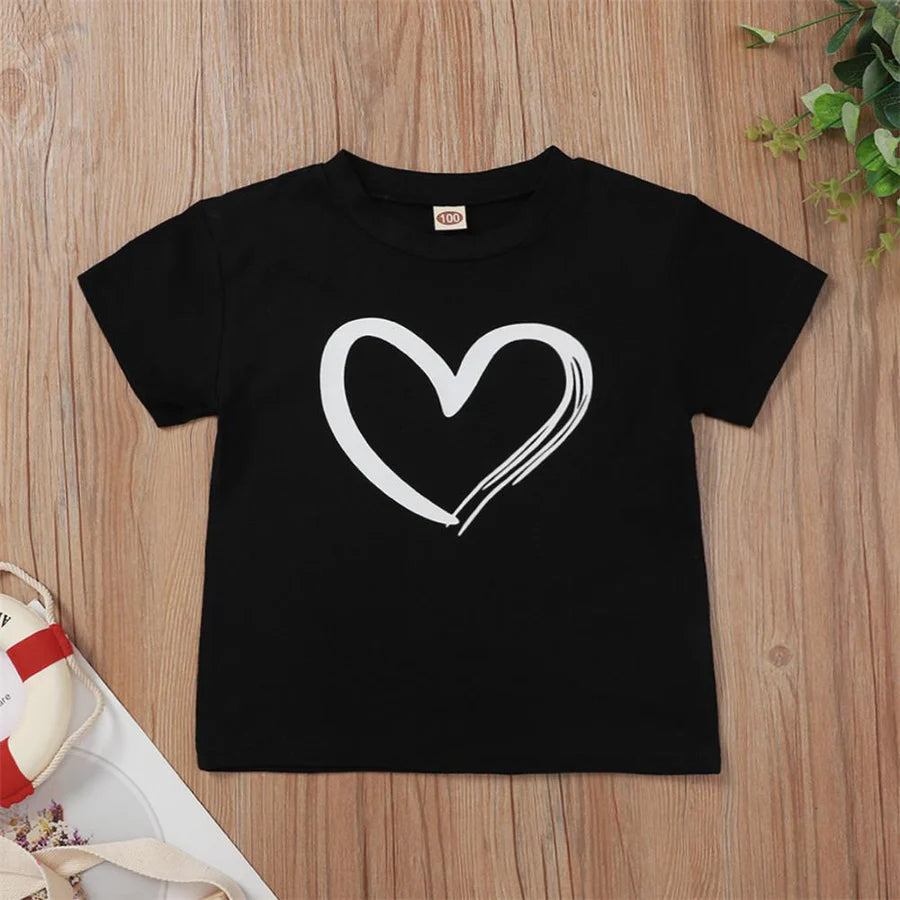 Toddler Girls Heart Printed Short Sleeve Top