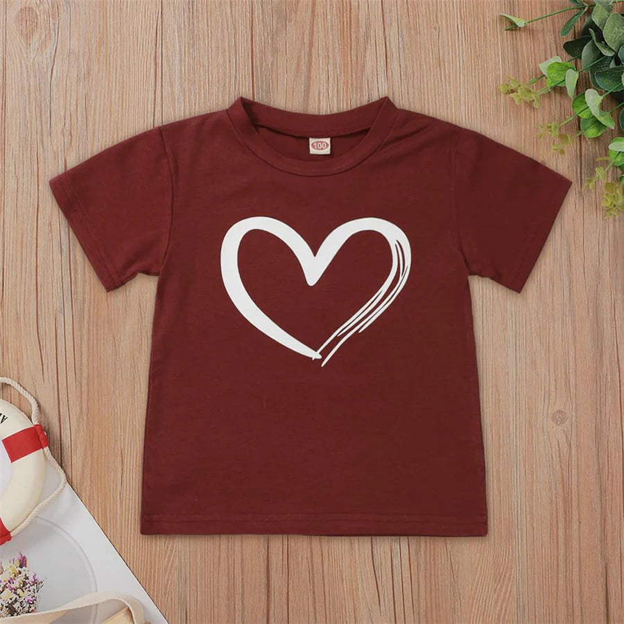 Toddler Girls Heart Printed Short Sleeve Top