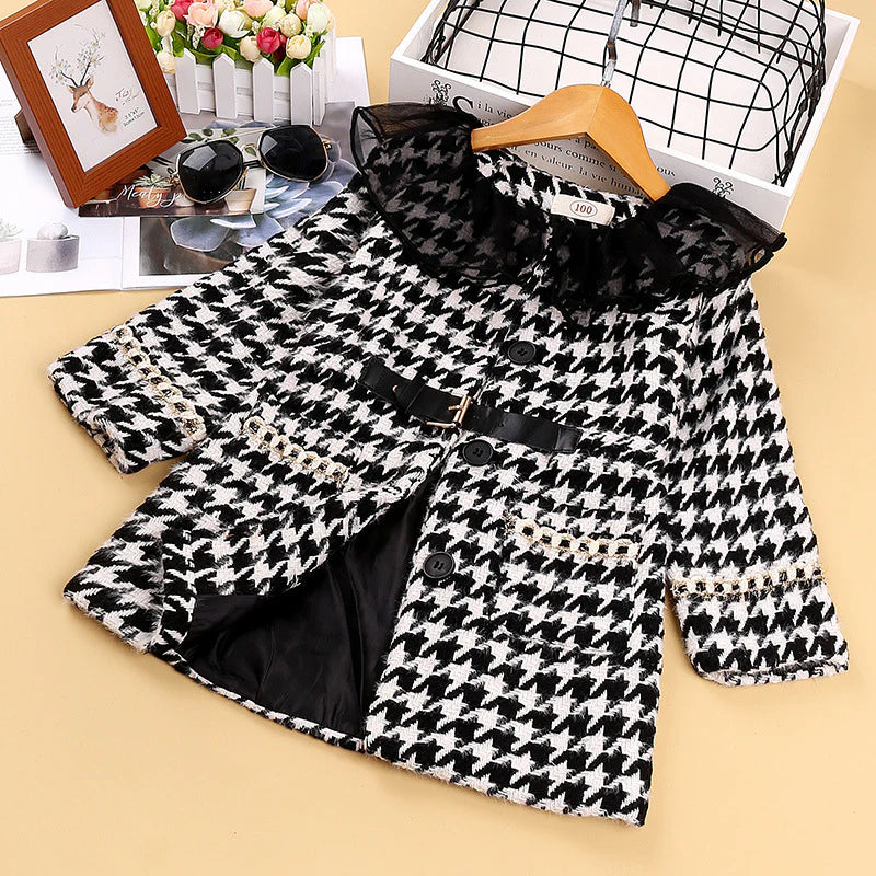 Toddler Girls Solid Long Sleeve Mesh Patchwork Lapel Coat