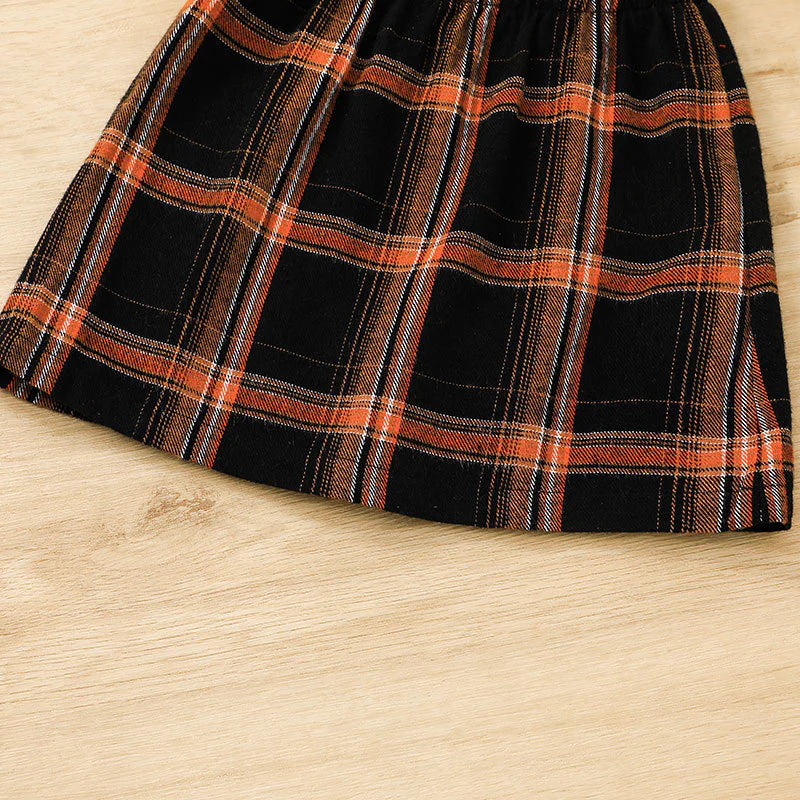 Toddler Girls Solid Long Sleeve Sweater and Plaid Print Skirt