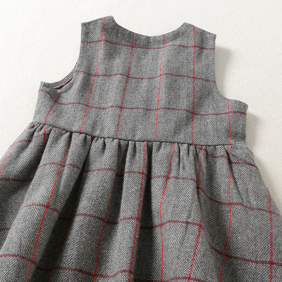 Toddler Girls Solid Sweater Plaid Vest Skirt Set