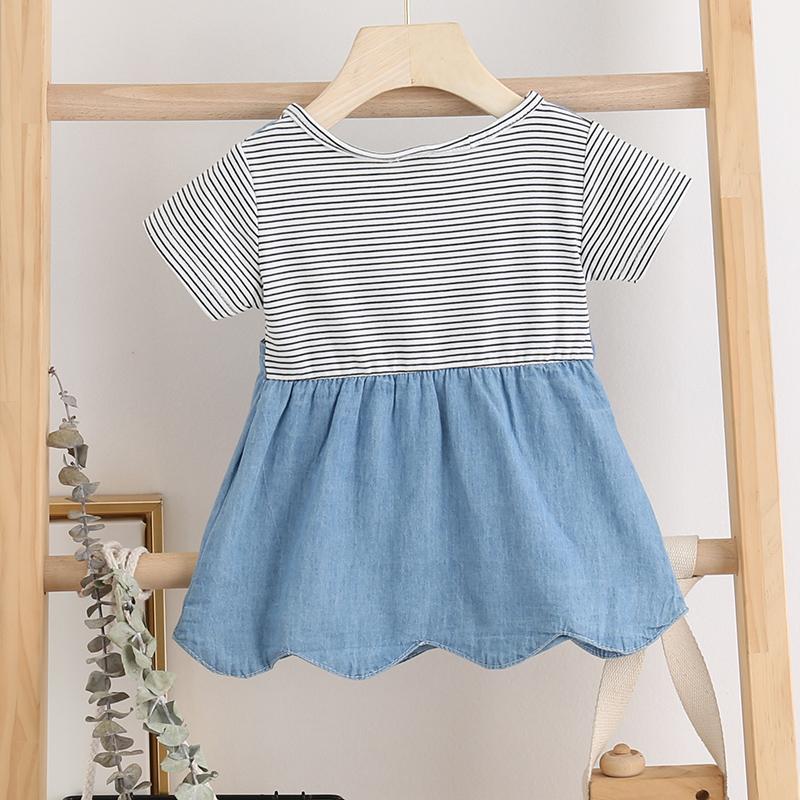 Toddler Girls Striped Denim Style Dress