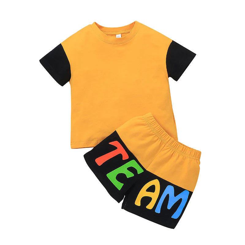 Toddler Boys Colorblock T-Shirt and Monogram Shorts Set